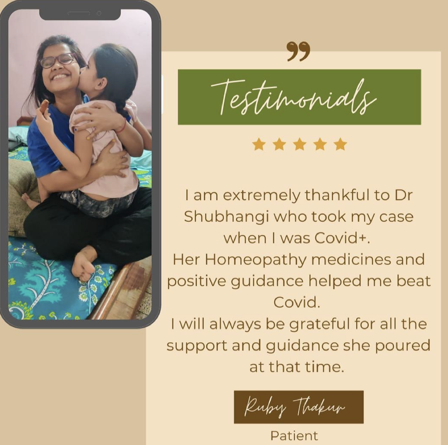 Saksham homoeopathy testimonial treated by Dr. Shubhangi Kaushal